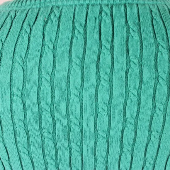 CARIBBEAN JOE Knitted Sweater Woman Sizer XL Green Cable Knit Long Sleeve V Neck - Picture 7 of 10